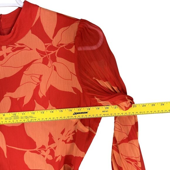 Melonie T NWT Women 12 Chiffon Ruffle Artsy Leaf Tiered Dress 3/4 Balloon Sleeve - Picture 9 of 16